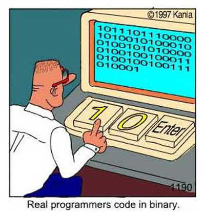 real programmers code in binary